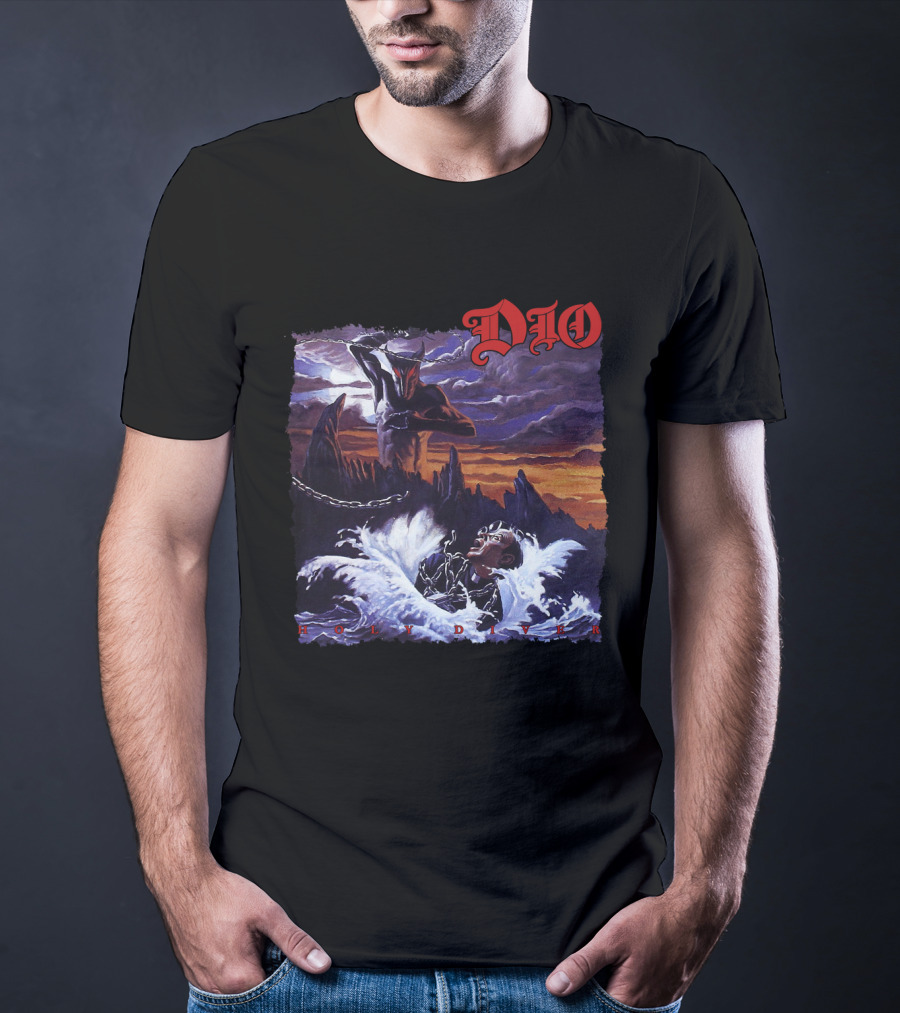 Dio Holy Diver Vintage Album Artwork Ocean Demon And Chains T-Shirt