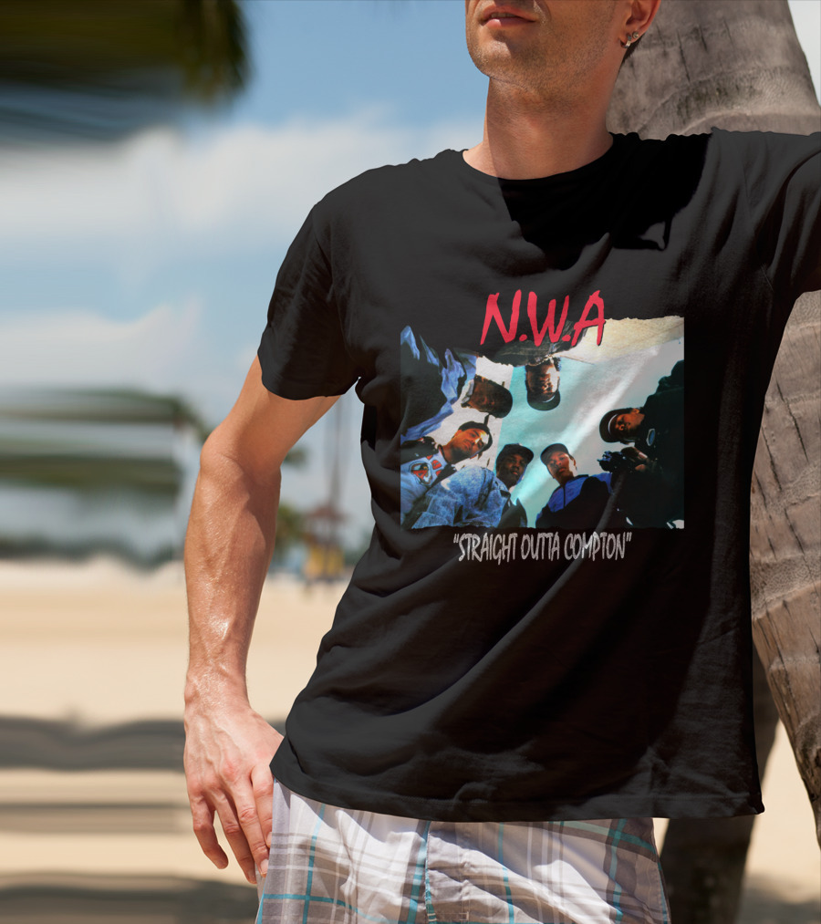 N.w.a Straight Outta Compton Black Crew Portrait 90S Style T-Shirt