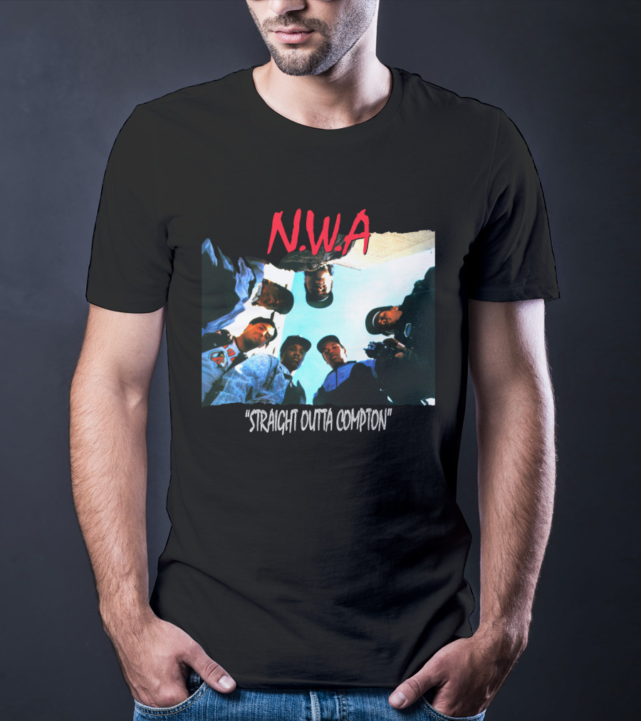 N.w.a Straight Outta Compton Black Crew Portrait 90S Style T-Shirt