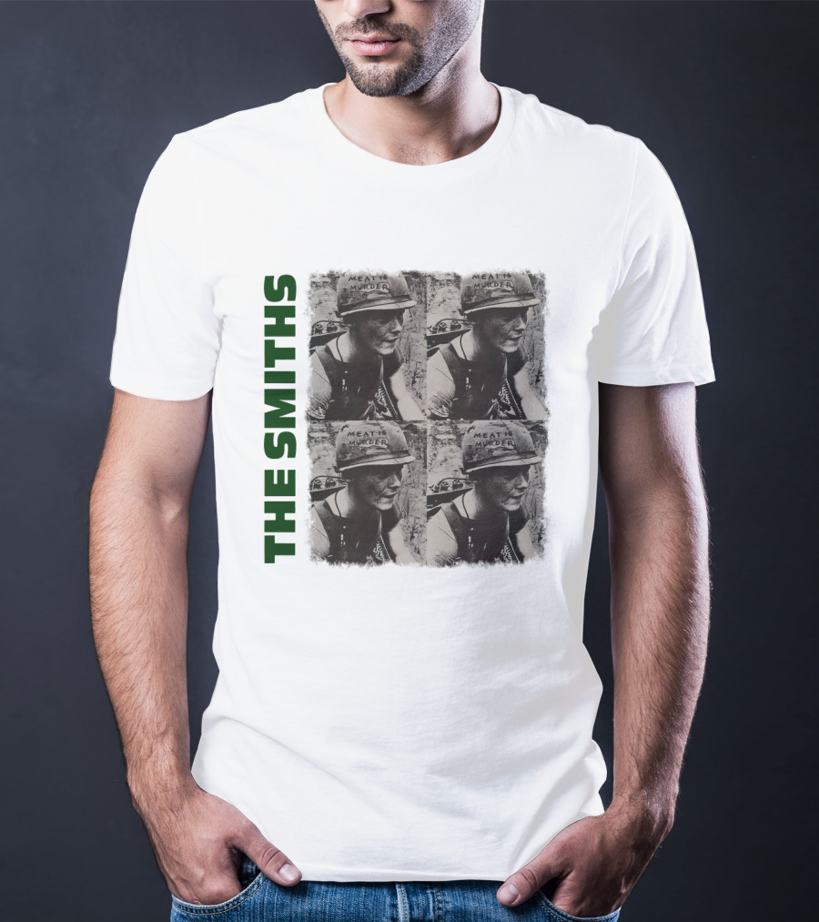 The Smiths Meat Is Murder Album Cover Four Panel Black And White Photographic T-Shirt