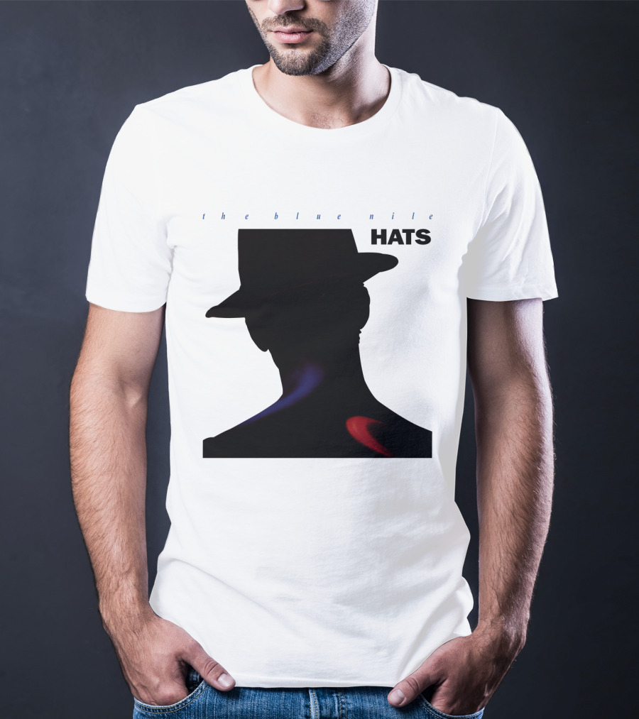 The Blue Nile Hats Silhouette With Hat In Black And Blue Accents T-Shirt