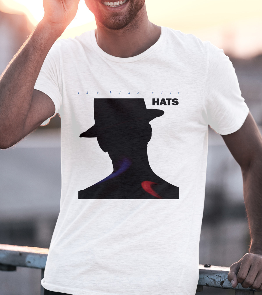The Blue Nile Hats Silhouette With Hat In Black And Blue Accents T-Shirt