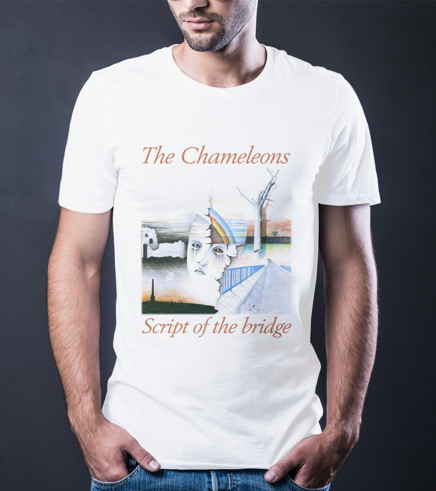 The Chameleons Script Of The Bridge Abstract Face And Landscape Art With Trees And Structures T-Shirt