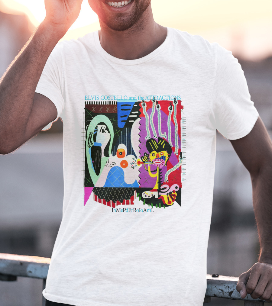 Elvis Costello And The Attractions Ibmepderroioaml Imperial Bedroom Vibrant Abstract Artwork T-Shirt