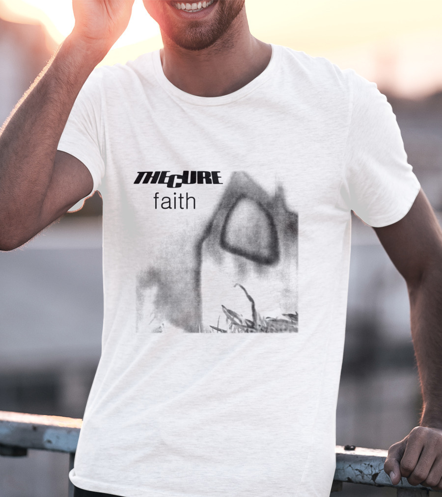 The Cure Faith Album Cover Black And White Gothic T-Shirt