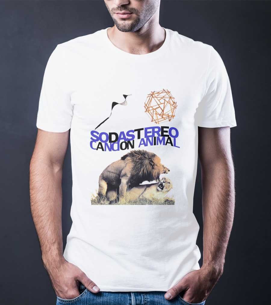 Soda Stereo Cancion Animal Lion Imagery With Geometric Sun T-Shirt