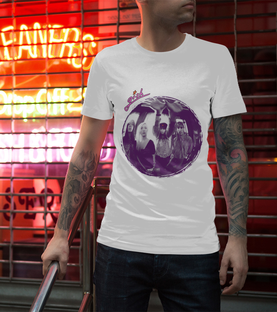 The Smashing Pumpkins Gish Album Band Photo With Purple Circle And Text T-Shirt