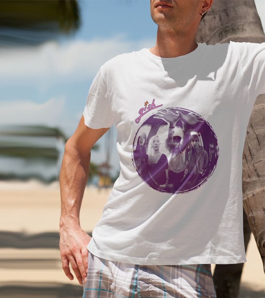 The Smashing Pumpkins Gish Album Band Photo With Purple Circle And Text T-Shirt