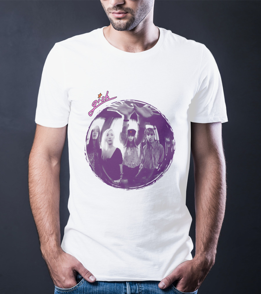 The Smashing Pumpkins Gish Album Band Photo With Purple Circle And Text T-Shirt