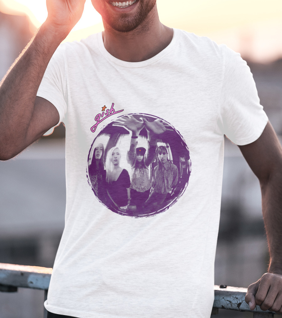 The Smashing Pumpkins Gish Album Band Photo With Purple Circle And Text T-Shirt