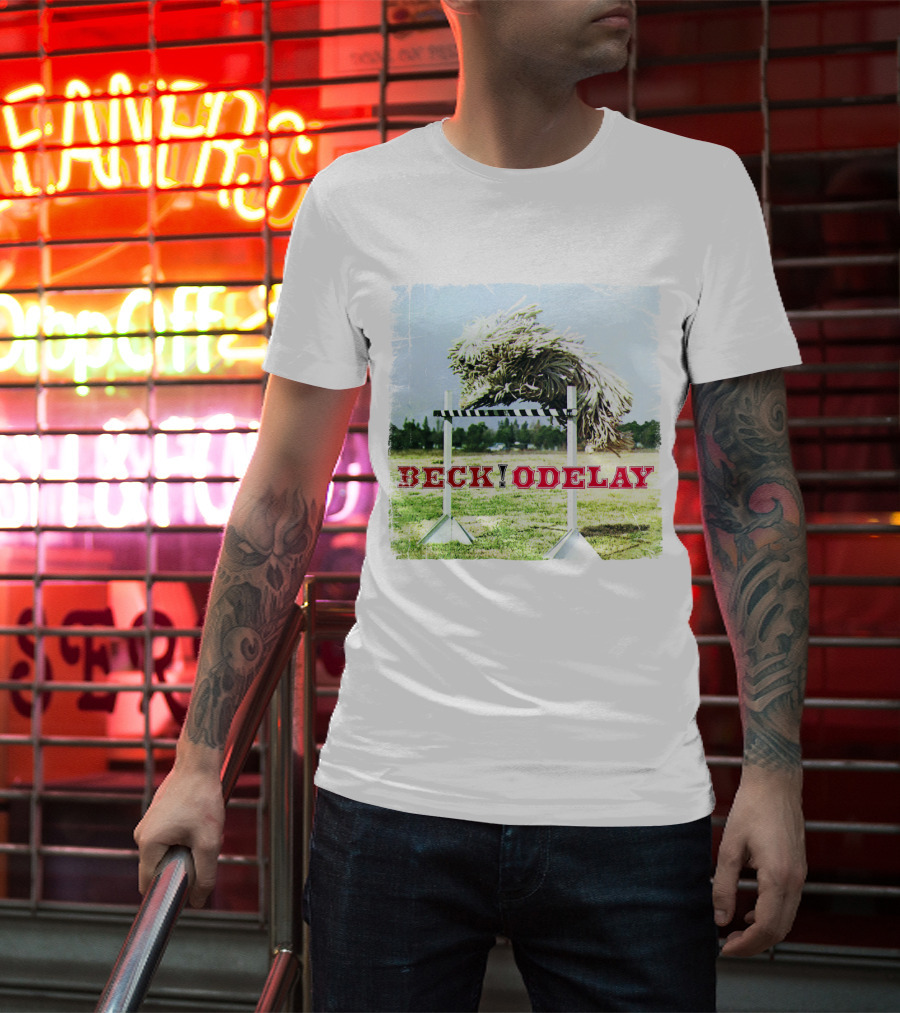 Beck Odelay Album Cover Dog Jumping Hurdle T-Shirt