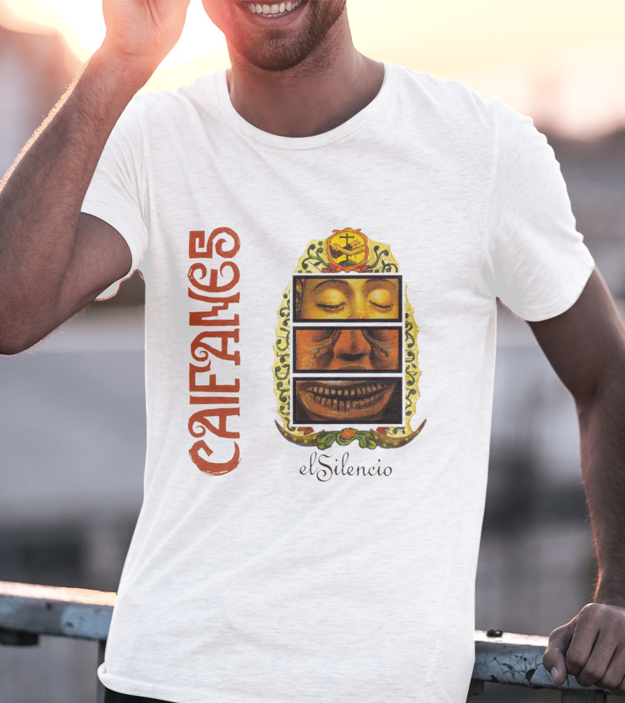 Caifanes El Silencio Aztec-Inspired Face Art In Yellow And Brown T-Shirt