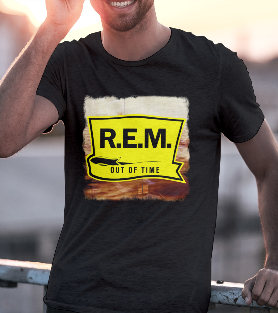 R.E.M. Out Of Time Yellow Banner T-Shirt
