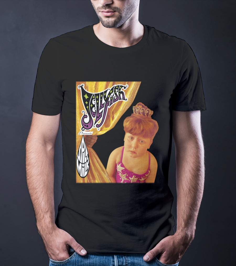 Jellyfish Presents Spilt Milk Girl With Tiara And Curtain T-Shirt