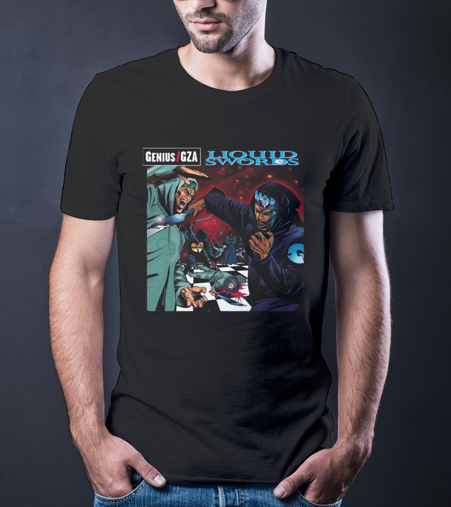 Genius Gza Liquid Swords 1995 Chess Battle Scene Warrior Confrontation T-Shirt
