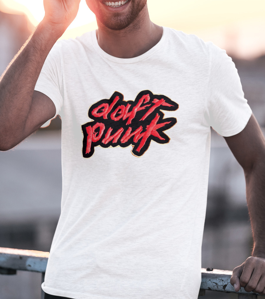 Daft Punk Logo Red Stylized Text T-Shirt