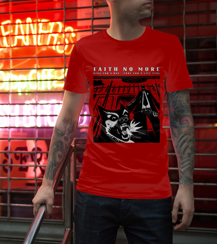 Faith No More King For A Day Fool For A Lifetime Graphic Black And White Dog Scene T-Shirt