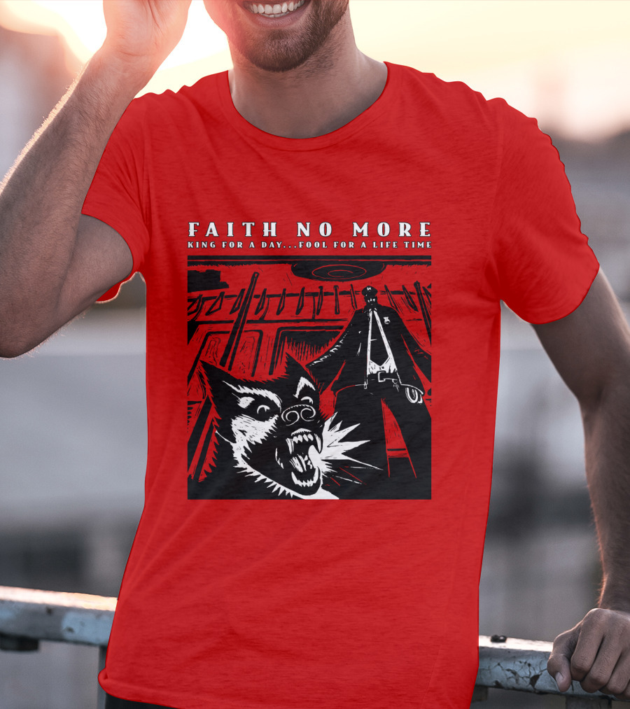 Faith No More King For A Day Fool For A Lifetime Graphic Black And White Dog Scene T-Shirt