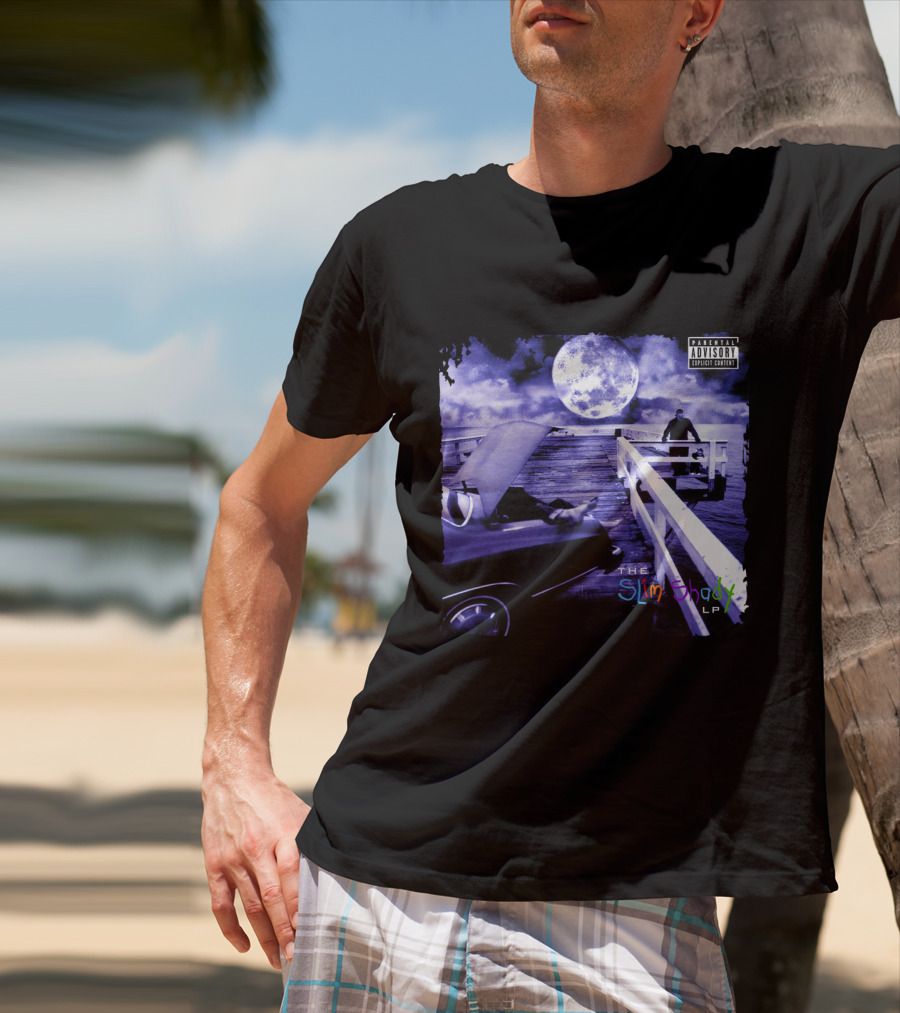 Eminem The Slim Shady LP Explicit Content Dark Purple Pier Moon T-Shirt