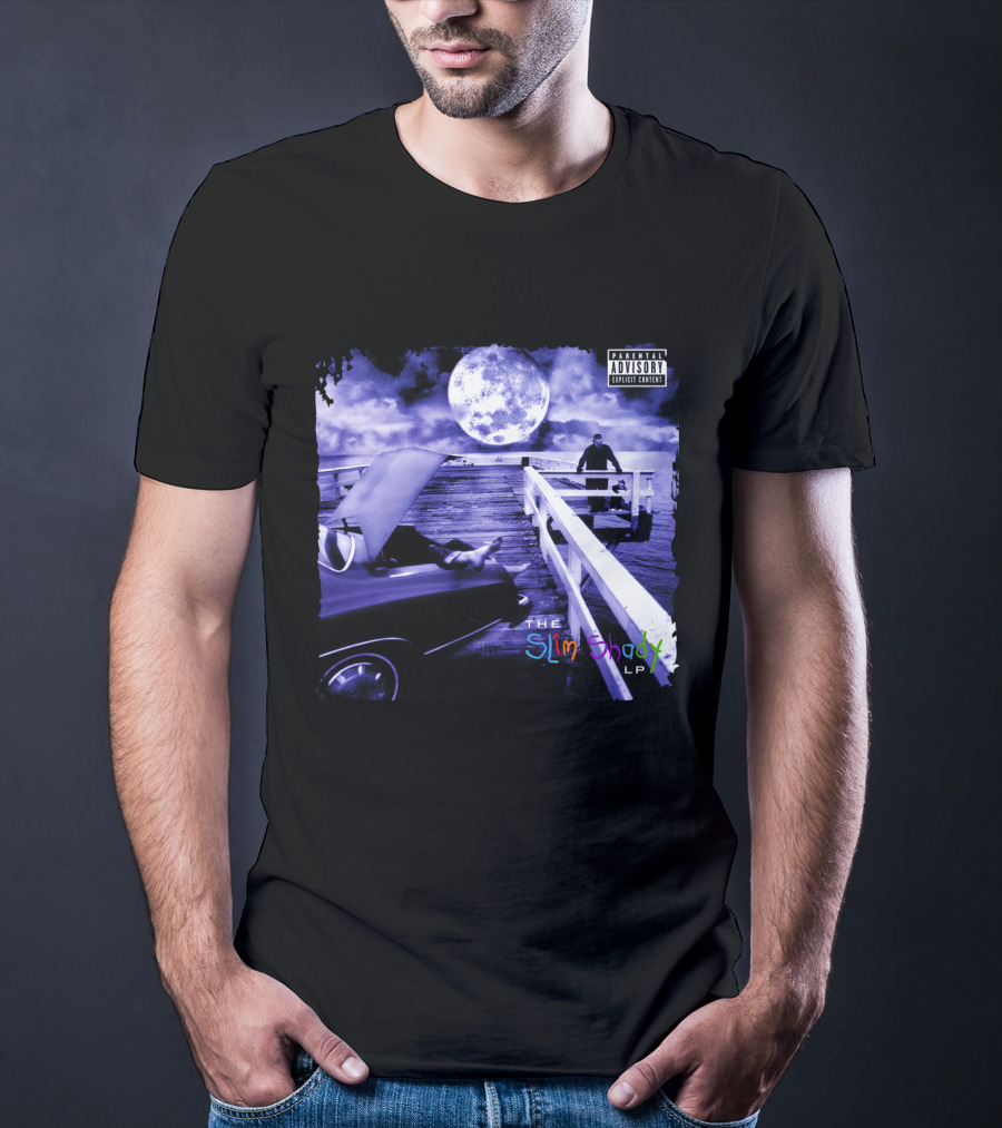 Eminem The Slim Shady LP Explicit Content Dark Purple Pier Moon T-Shirt