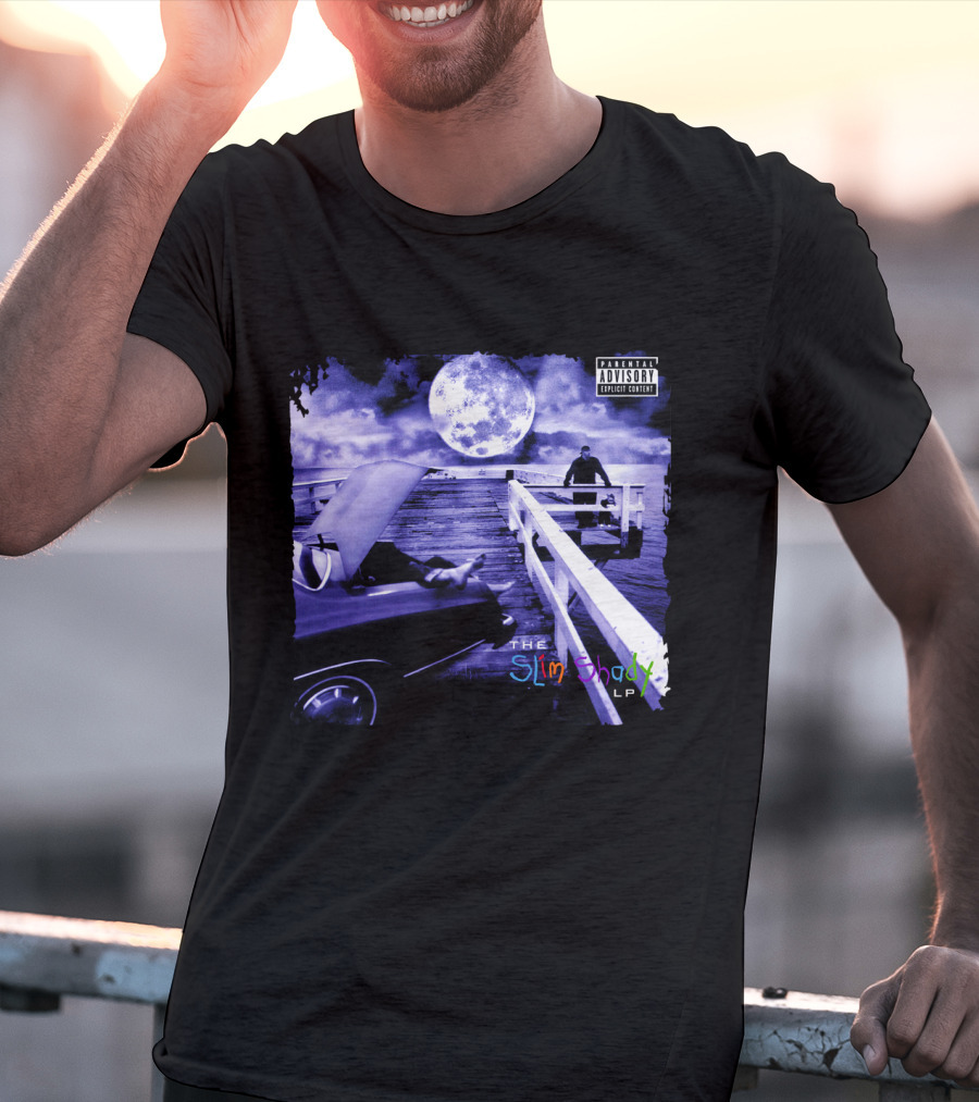 Eminem The Slim Shady LP Explicit Content Dark Purple Pier Moon T-Shirt