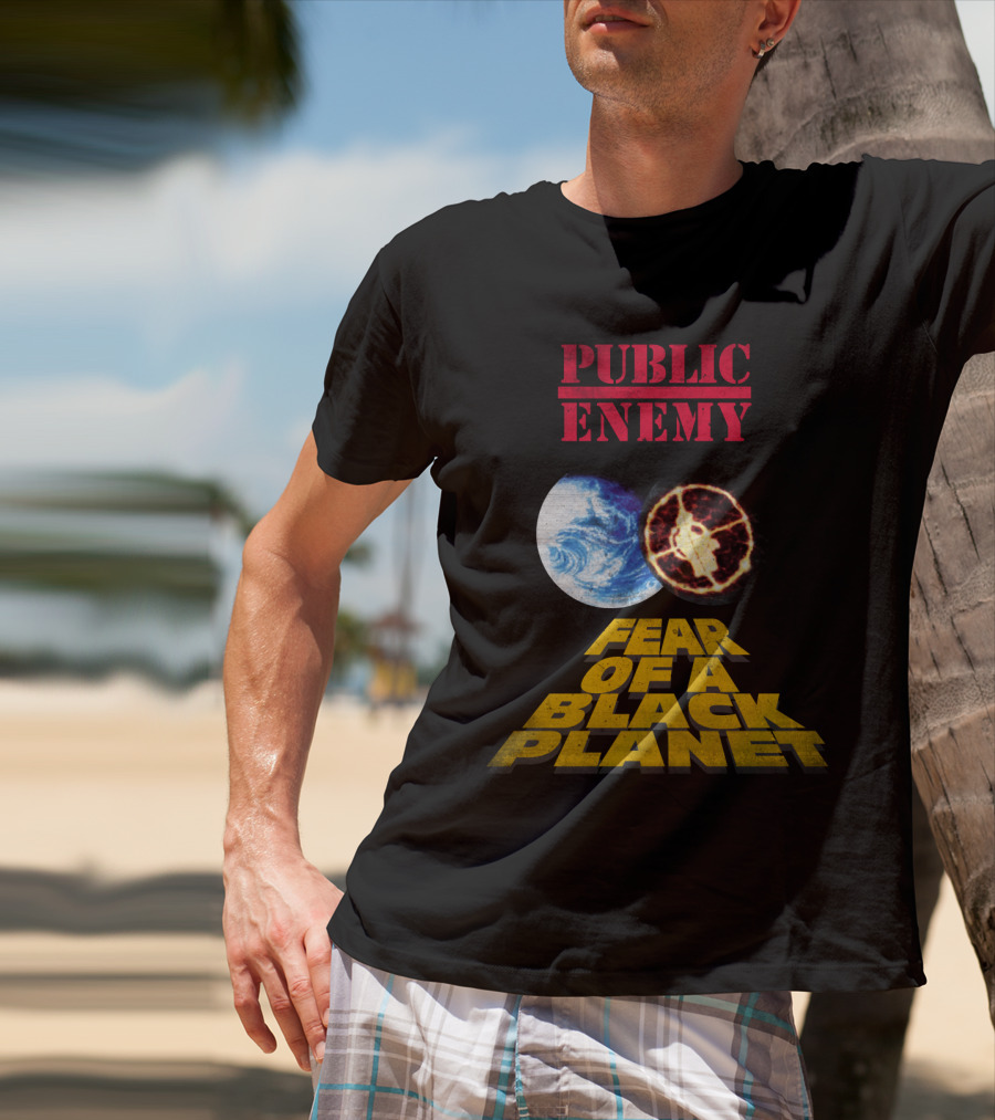 Public Enemy Fear Of A Black Planet Album Cover With Earth And Crosshair Symbol T-Shirt