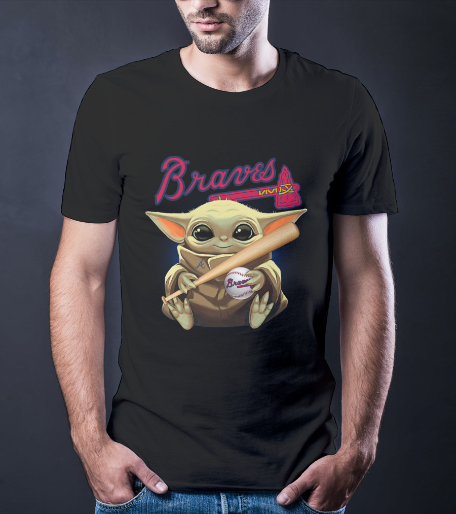 Braves Yoda Atlanta Holding Baseball Bat And Ball T-Shirt