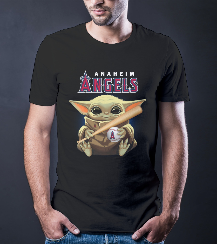 Anaheim Angels Baby Yoda Baseball Bat And Ball T-Shirt