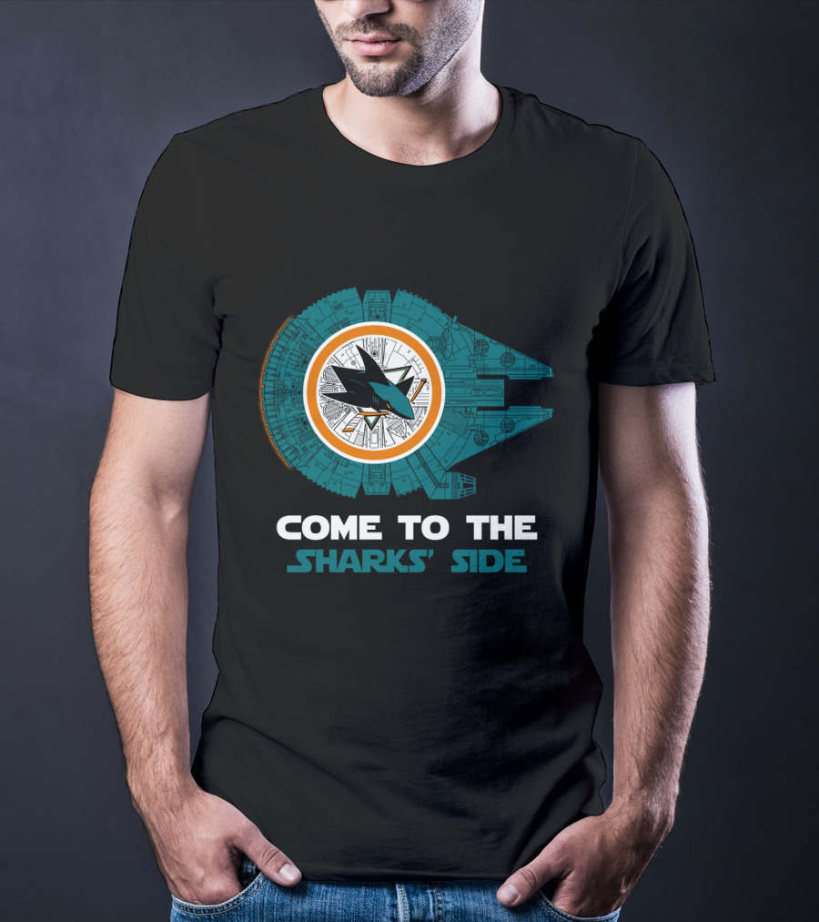 Come To The Sharks' Side San Jose Sharks Millennium Falcon T-Shirt
