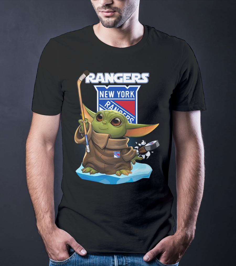 New York Rangers Baby Yoda Hockey NHL T-Shirt