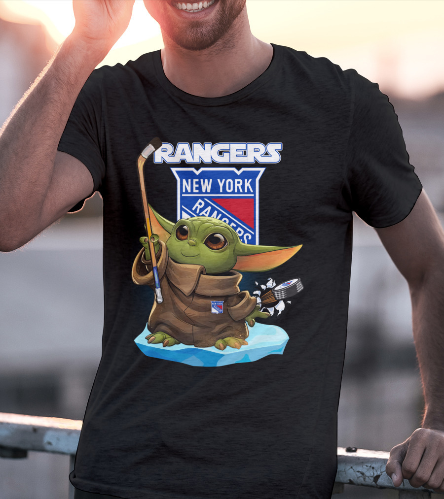 New York Rangers Baby Yoda Hockey NHL T-Shirt