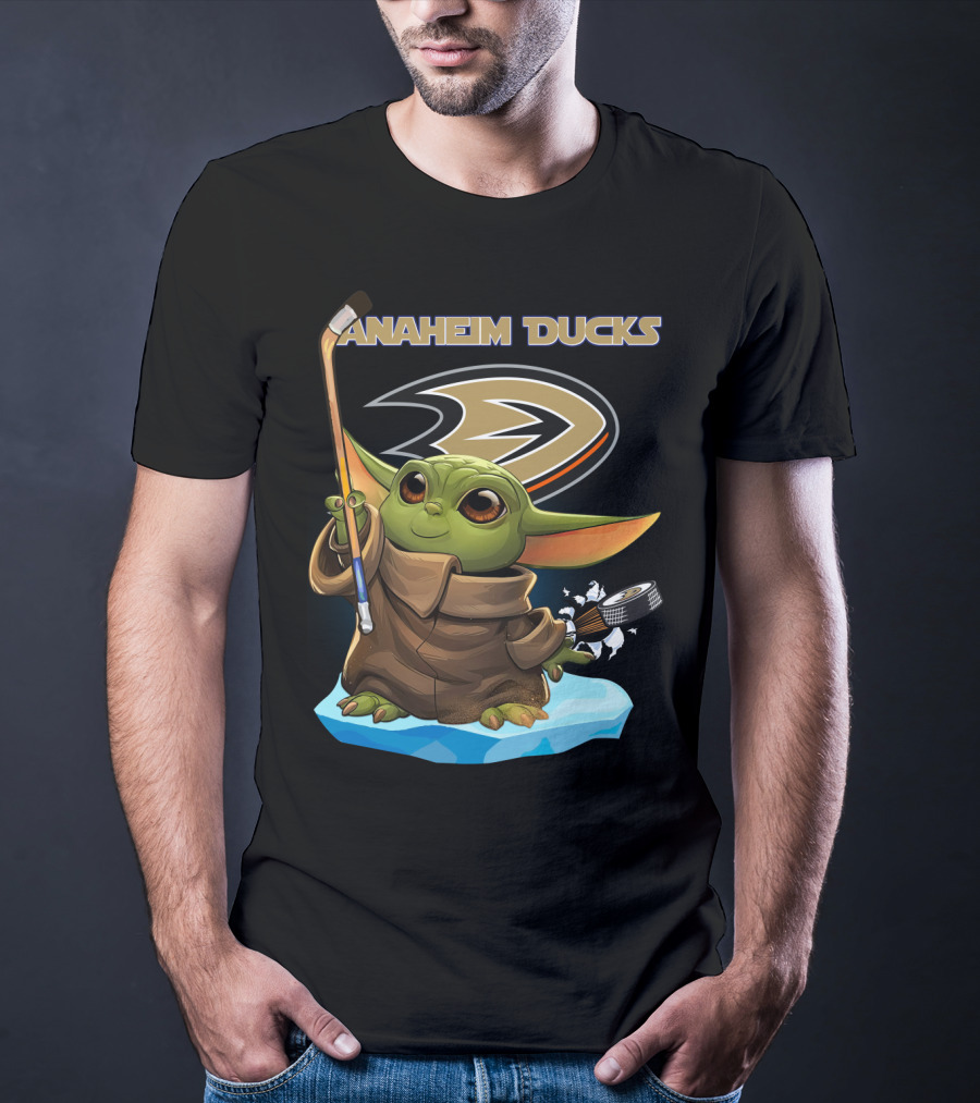 Baby Yoda Anaheim Ducks NHL Hockey Team Cute Character Fan T-Shirt