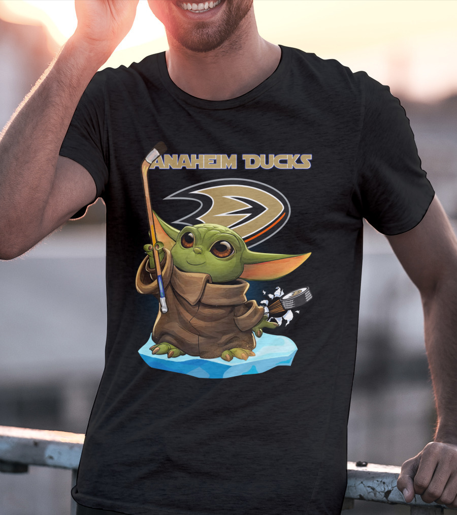 Baby Yoda Anaheim Ducks NHL Hockey Team Cute Character Fan T-Shirt