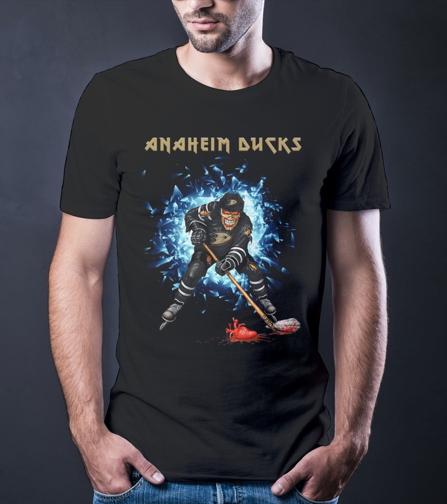 Anaheim Ducks Hockey Skeleton Dynamic Action T-Shirt