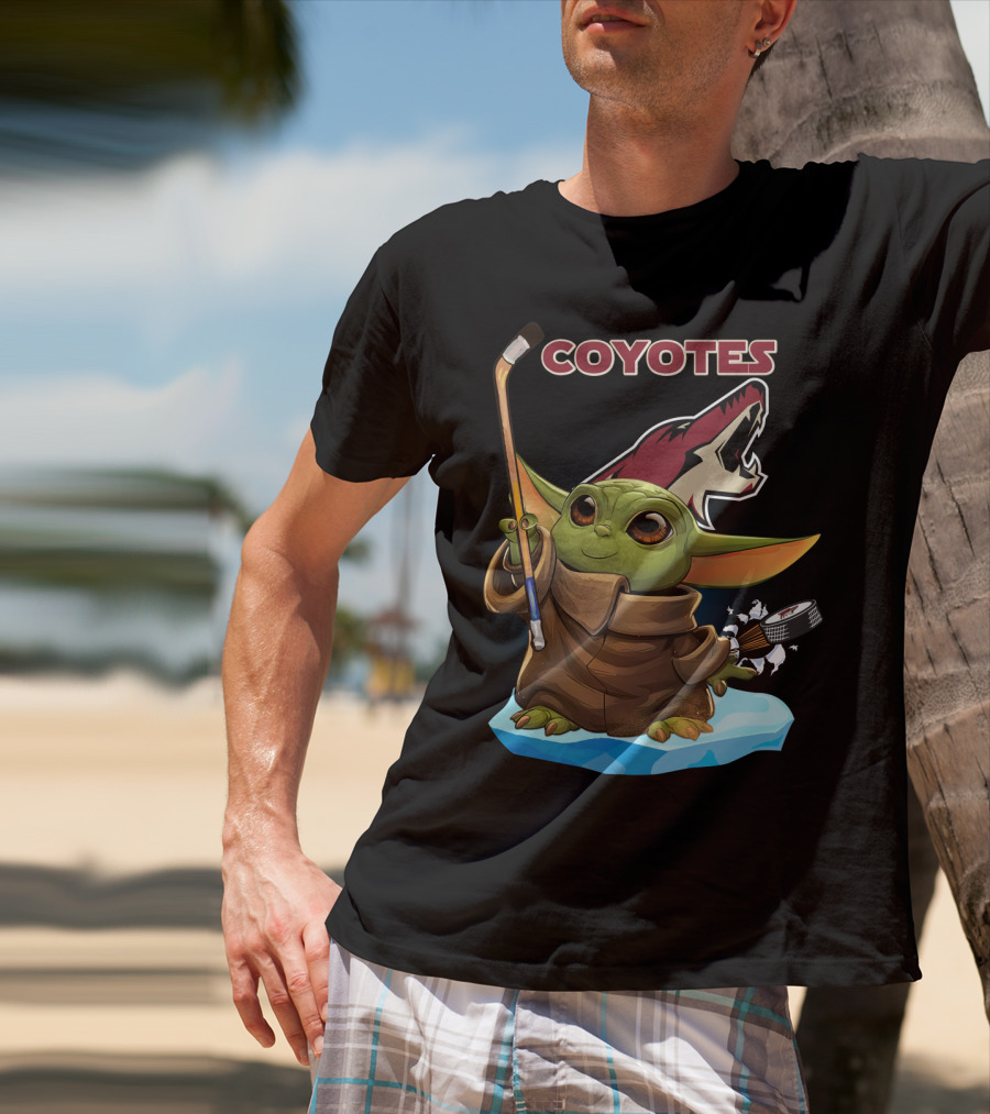 Coyotes Baby Yoda Hockey Puck T-Shirt
