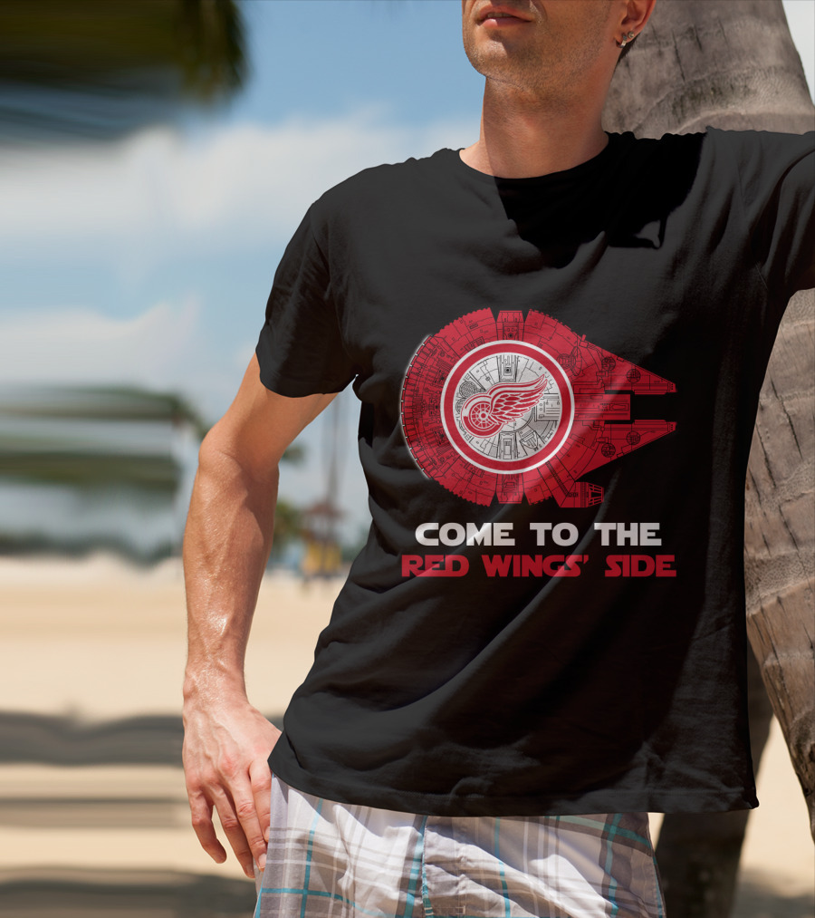 Come To The Red Wings' Side Detroit Red Wings Millennium Falcon T-Shirt
