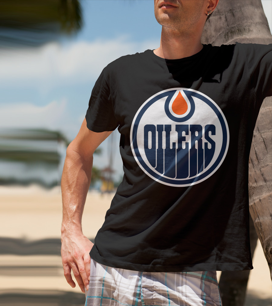 Edmonton Oilers Nhl Team Logo With Classic Oil Drop Symbol T-Shirt