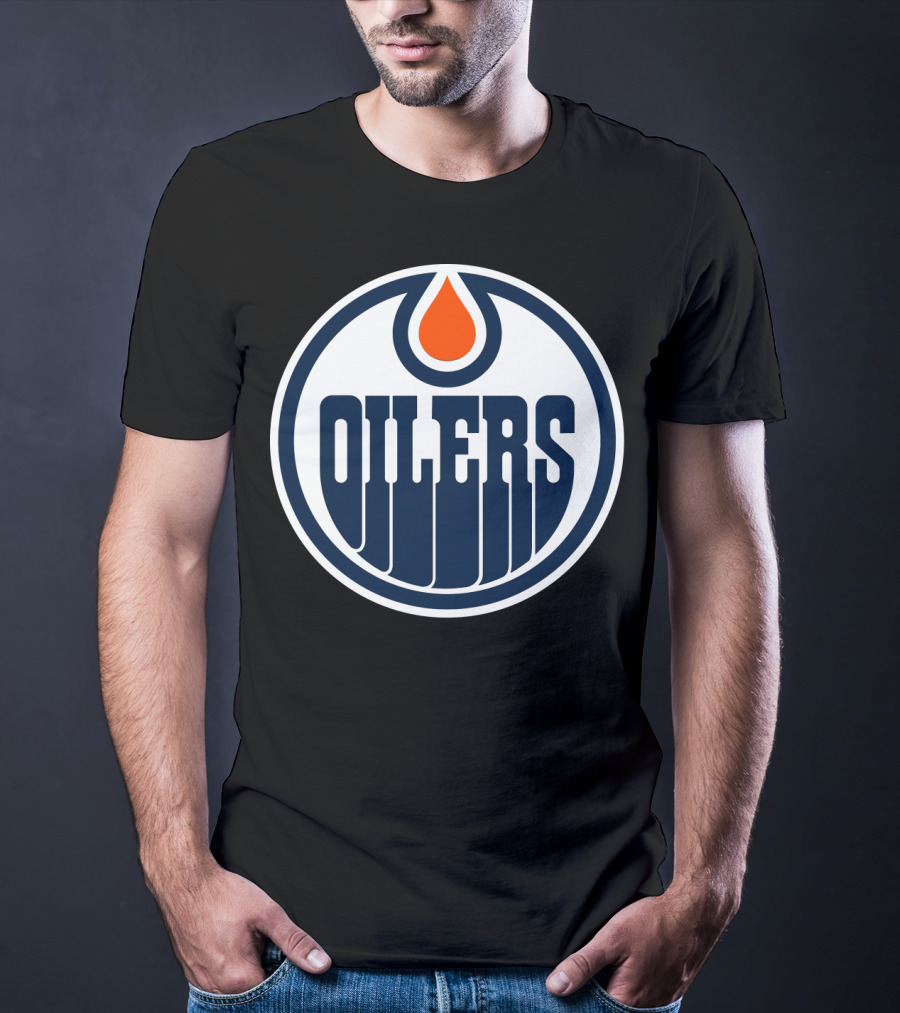 Edmonton Oilers Nhl Team Logo With Classic Oil Drop Symbol T-Shirt