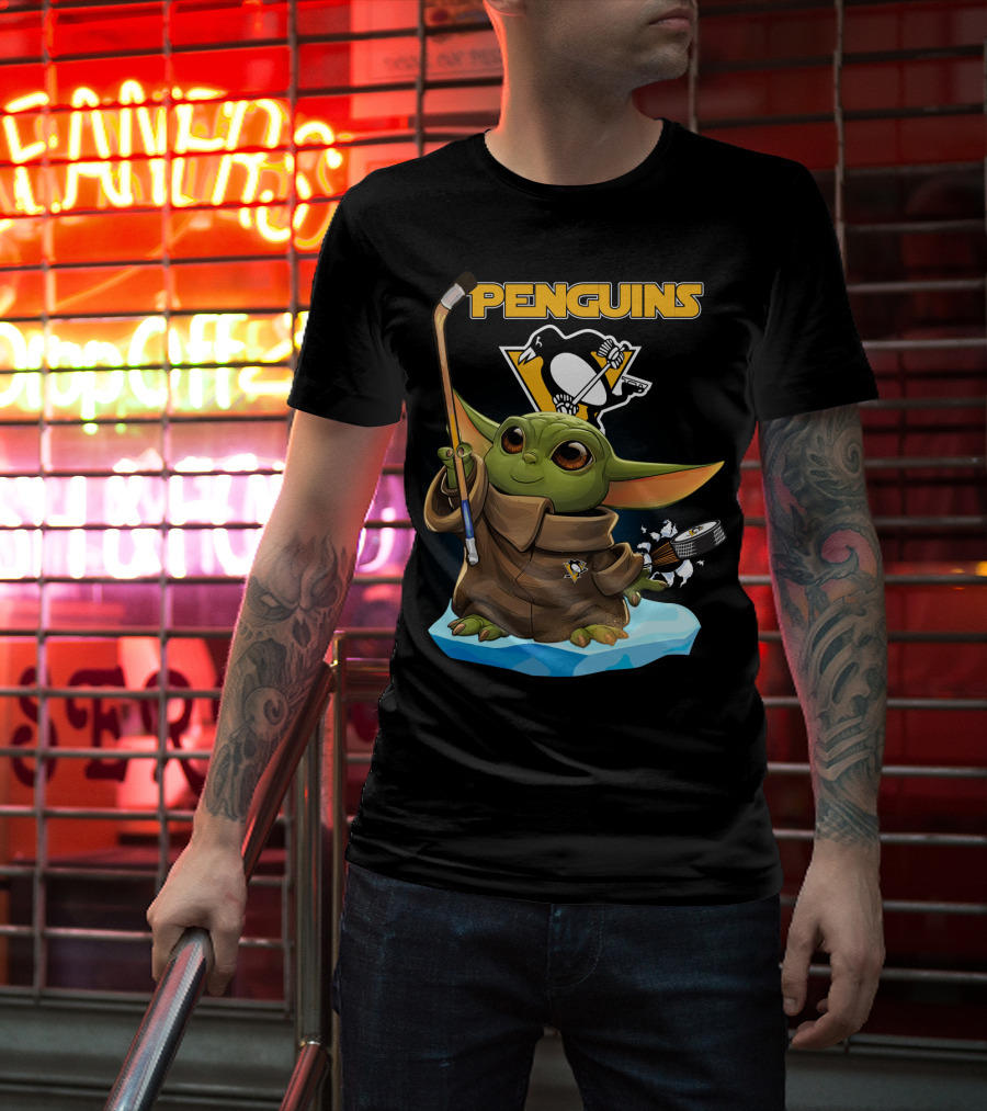 Baby Yoda Penguins Pittsburgh Hockey T-Shirt