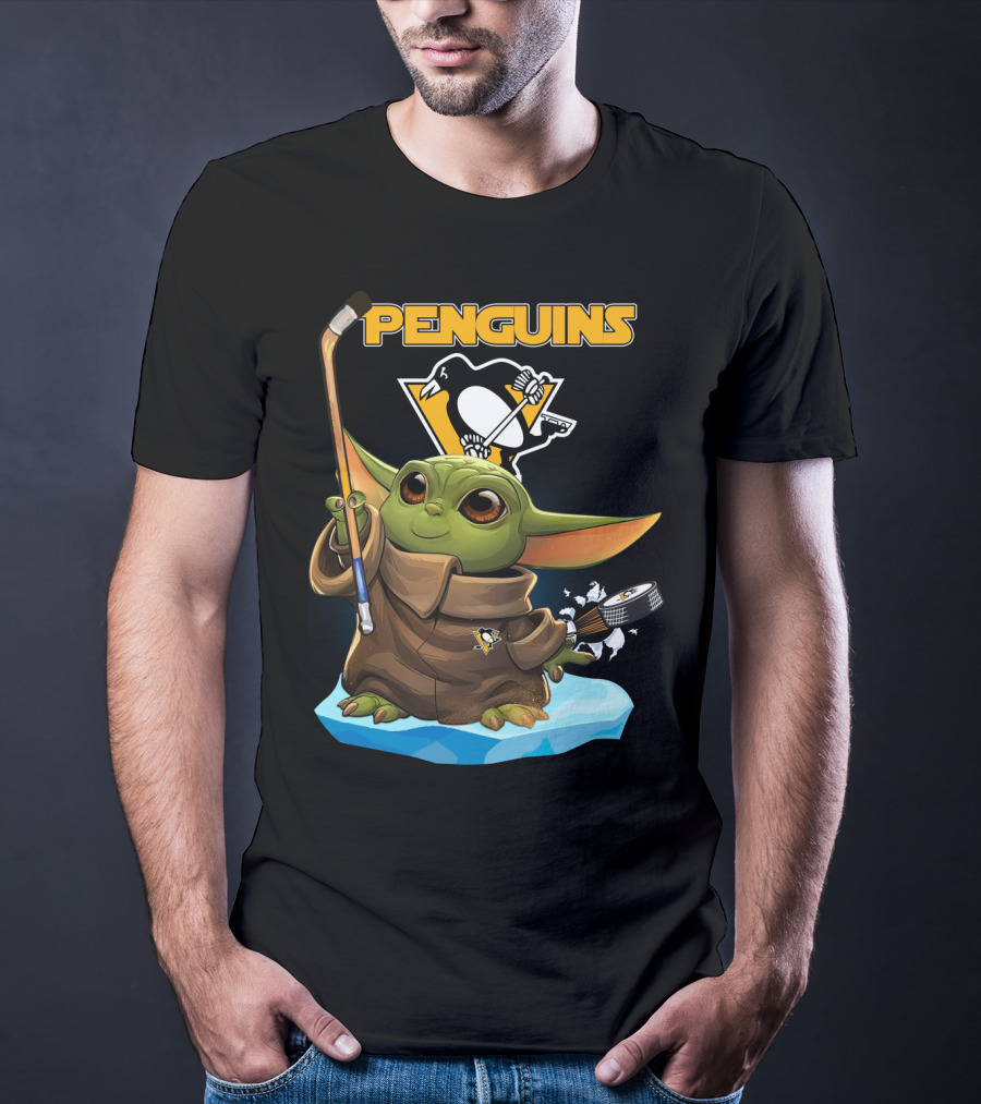 Baby Yoda Penguins Pittsburgh Hockey T-Shirt