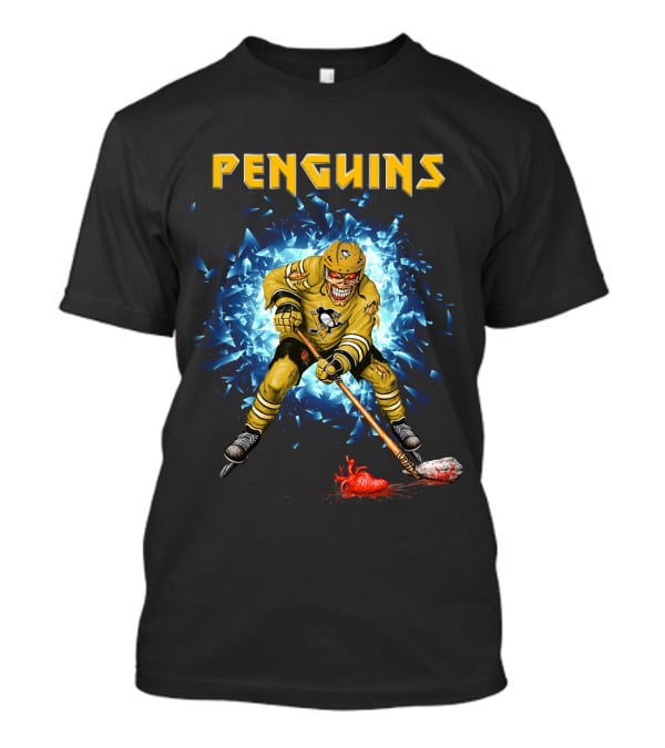 Penguins Hockey Skeleton Breaks Through Ice T-Shirt
