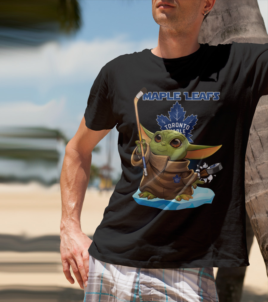 Baby Yoda Toronto Maple Leafs Hockey Star Wars Crossover T-Shirt