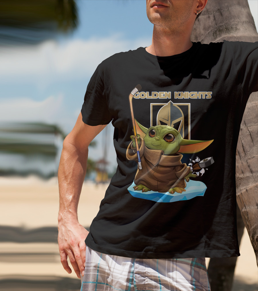 Golden Knights Baby Yoda Hockey Ice Block T-Shirt
