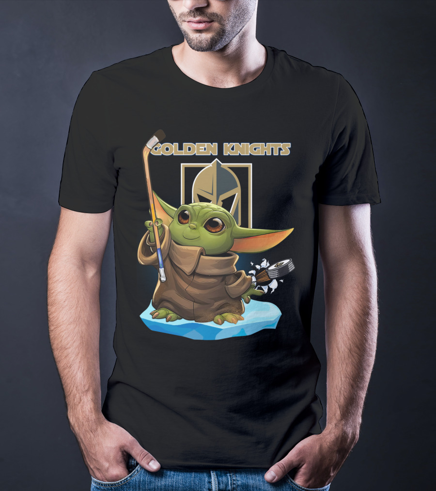 Golden Knights Baby Yoda Hockey Ice Block T-Shirt