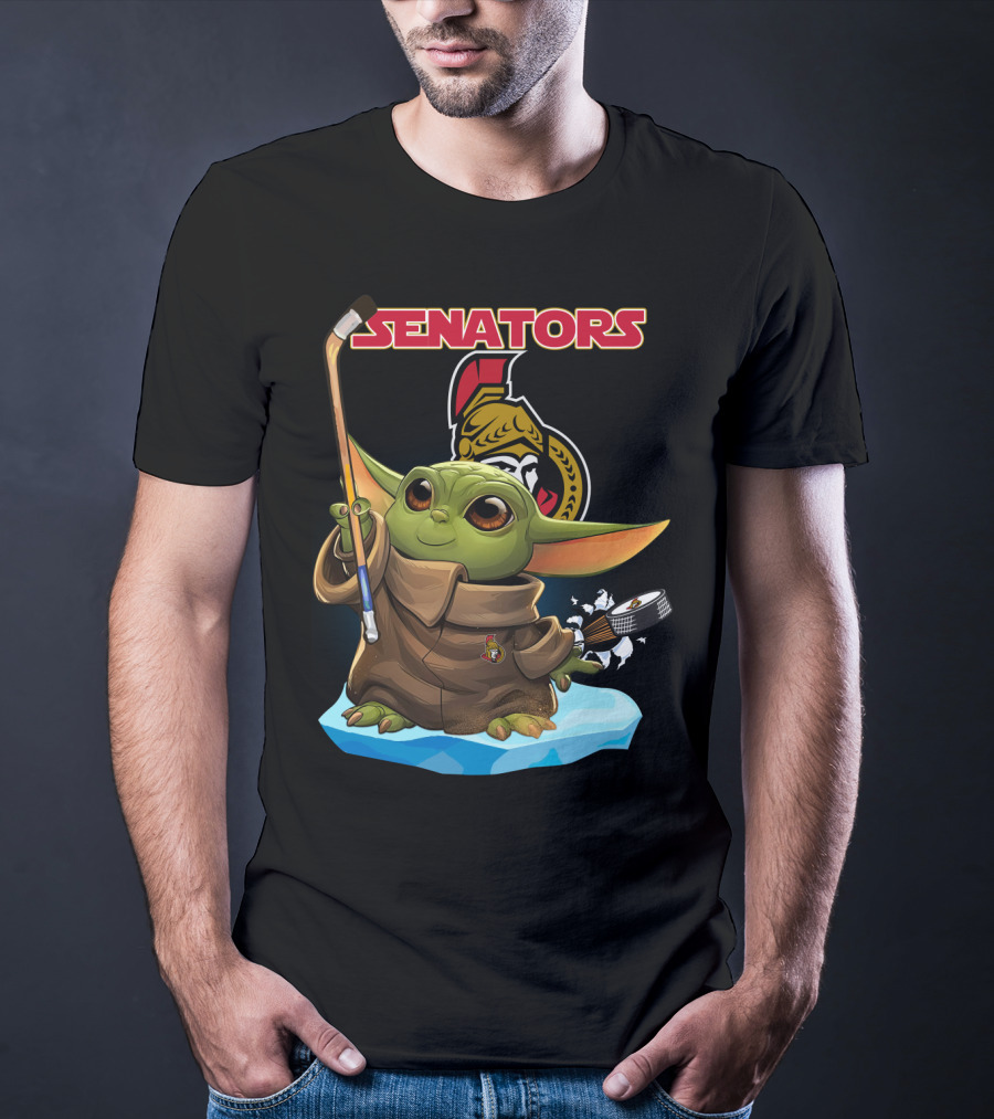 Baby Yoda Ottawa Senators Hockey Crossover T-Shirt