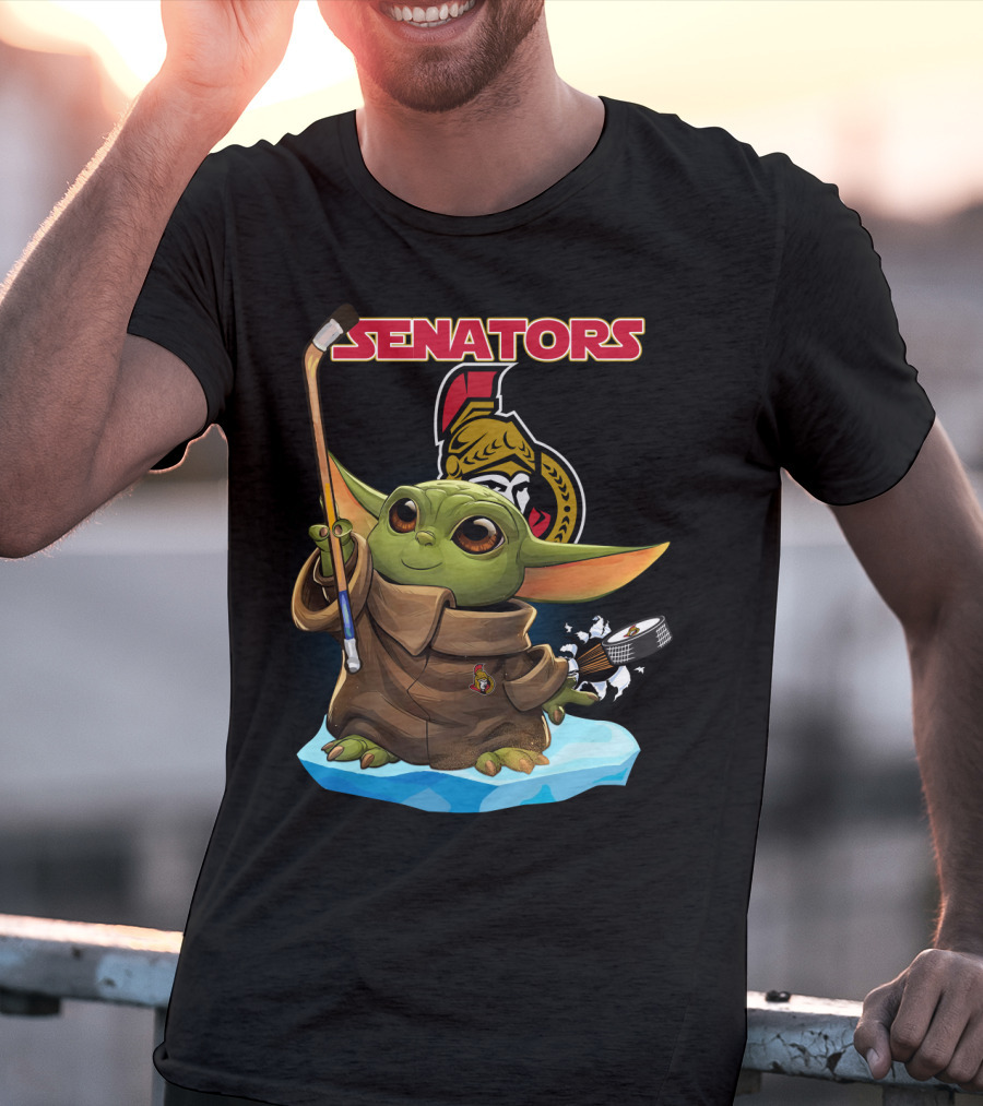 Baby Yoda Ottawa Senators Hockey Crossover T-Shirt