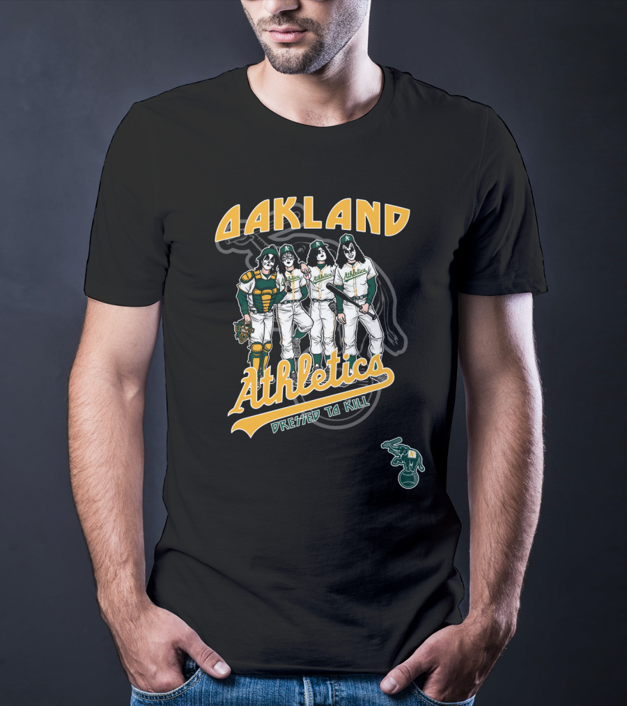 Oakland Athletics Dressed To Kill KISS Style Baseball Players T-Shirt