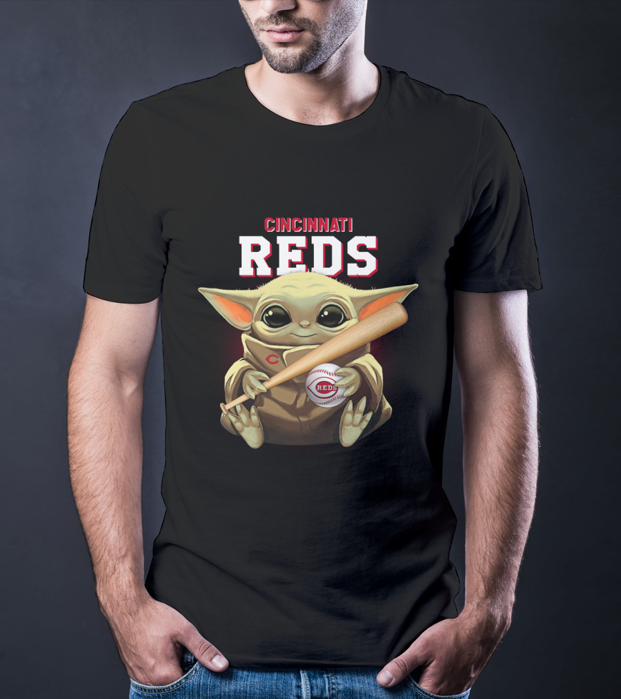 Cincinnati Reds Baby Yoda Baseball Bat And Ball T-Shirt