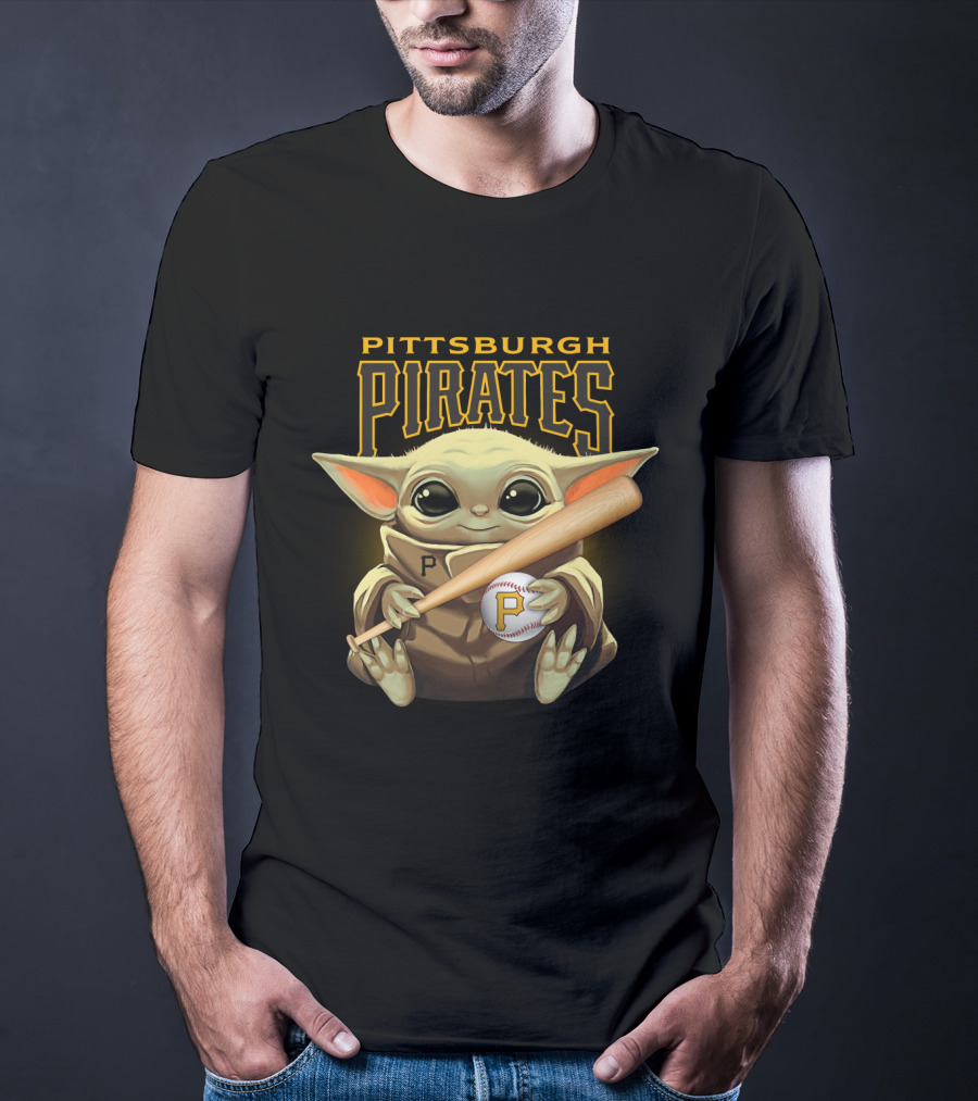 Pittsburgh Pirates Baby Yoda Baseball Bat And Ball T-Shirt