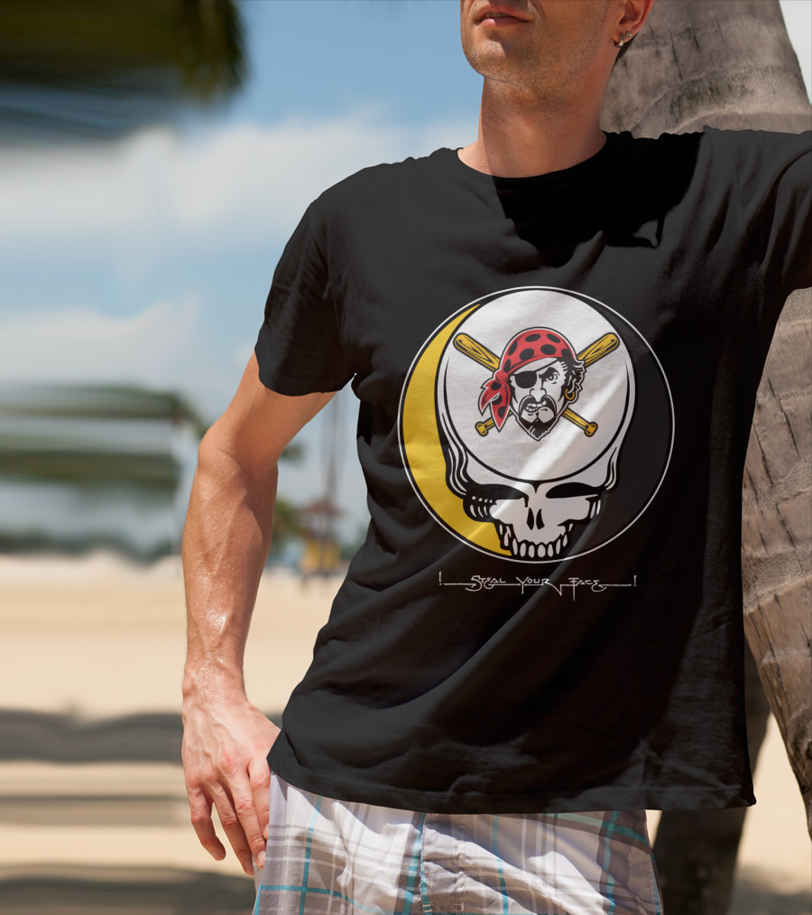 Grateful Dead Steal Your Face Pittsburgh Pirates Skull T-Shirt